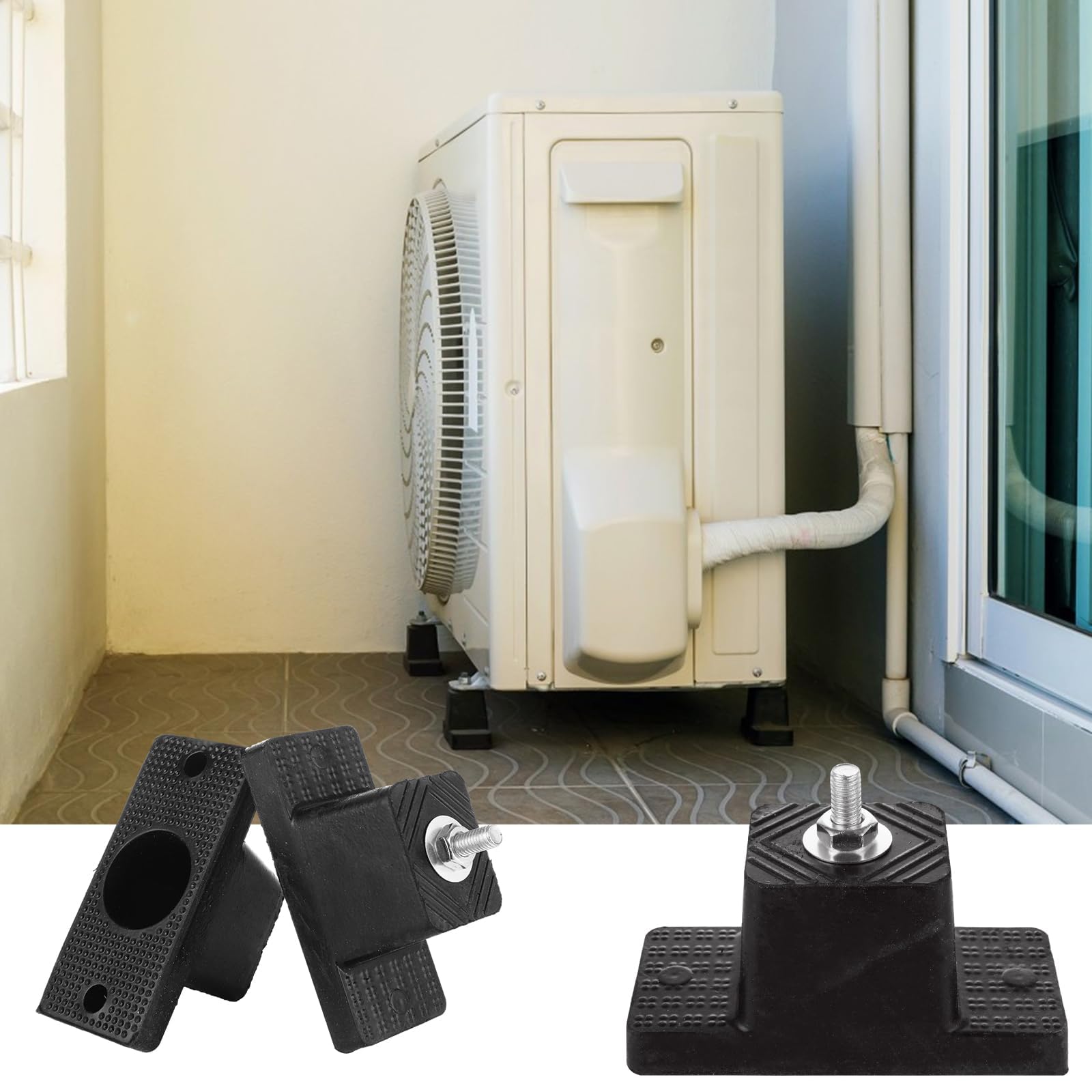 Paquete de 12 almohadillas de goma antivibración, acondicionador, almohadillas de goma para montaje de aire acondicionado, soporte de montaje de aislamiento de vibración de goma con 12