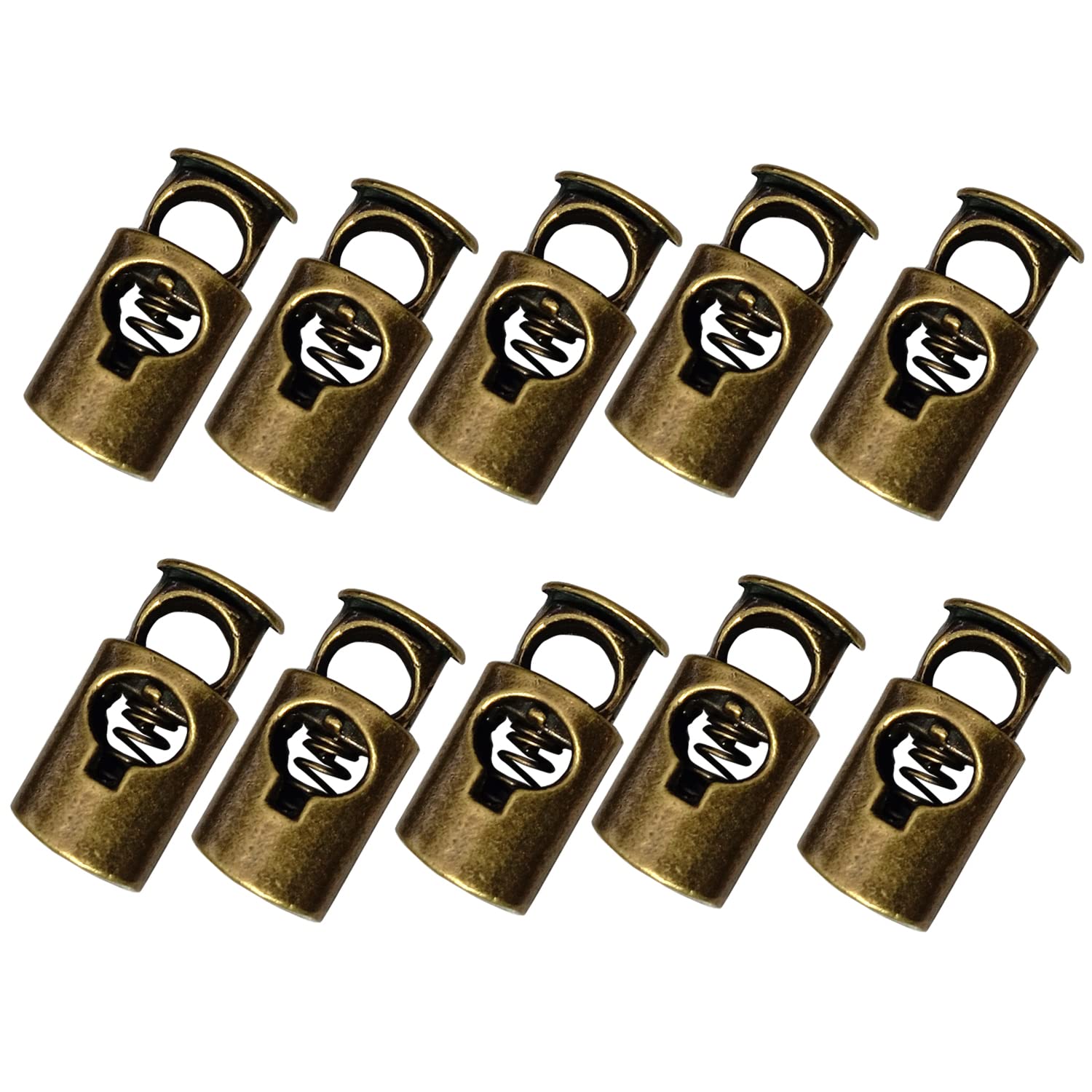 Metal Spring Drawstring Stopper Single Hole Heavy Duty Cord Stop Toggle Fastener Slider Lock End for Bag, Jacket and other Drawstring Bags