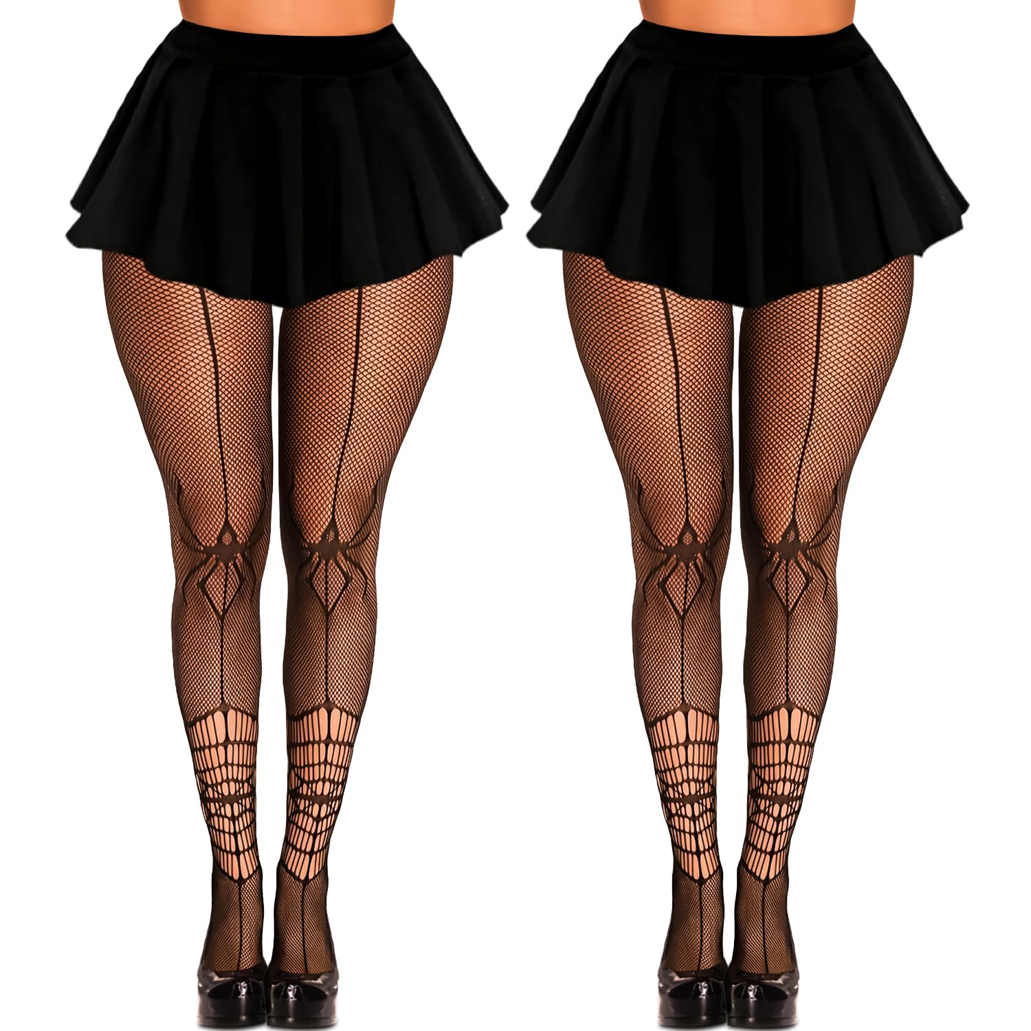 K Bkvava Women's Single Spider Spiders Fishnets Tights Cobweb Halloween Tight,
