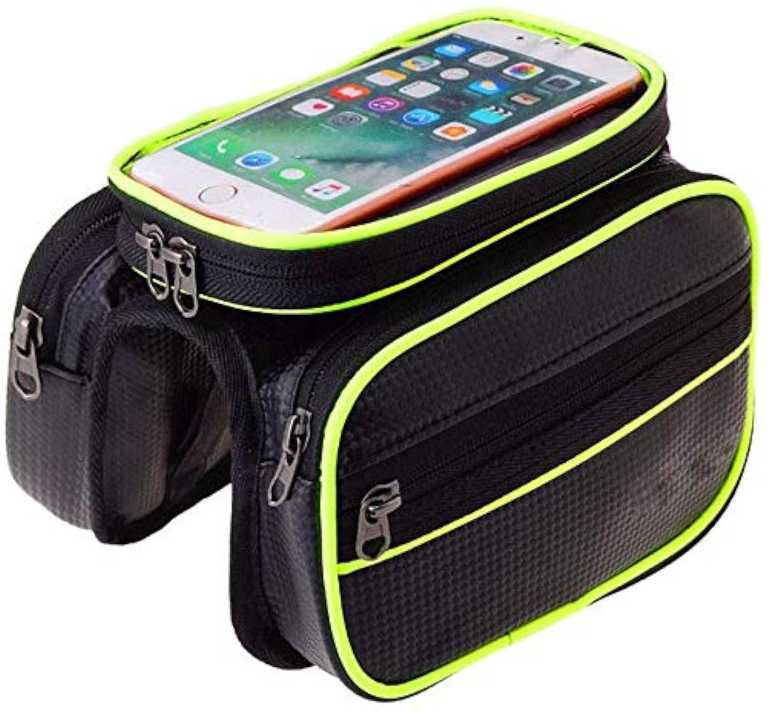 SHIVEXIM Waterproof Touch Screen Bicycle Beam Package Bag Multipurpose Storage Carrier Triangle Bike Bag Front Tube Frame (Travel Accessories, Green)-image-1