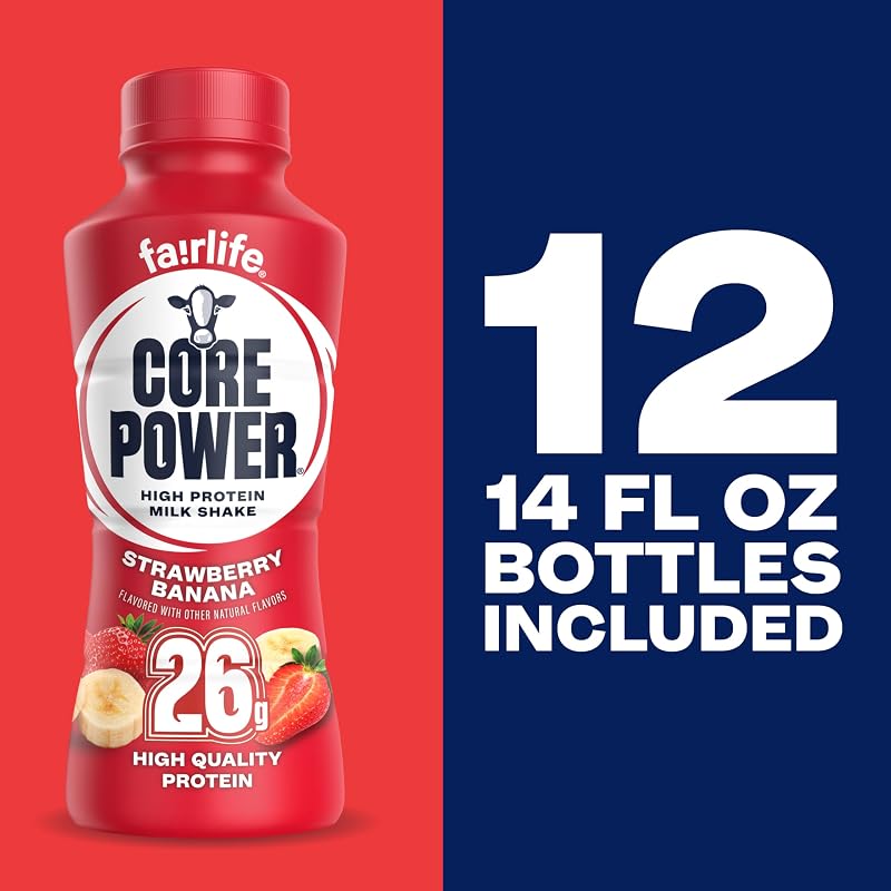 Core Power Fairlife 26g Protein Milk Shakes, Ready To Drink for Workout Recovery, Strawberry Banana, 14 Fl Oz (Pack of 12) image 5