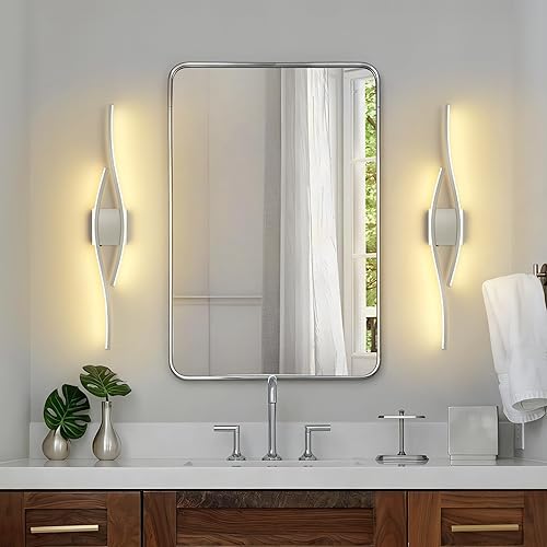 Miniatura 6 de Joossnwell Luces de tocador de níquel cepillado para accesorios de iluminación de baño, sobre espejo, regulables, 5CCT, moderno, lámpara de pared