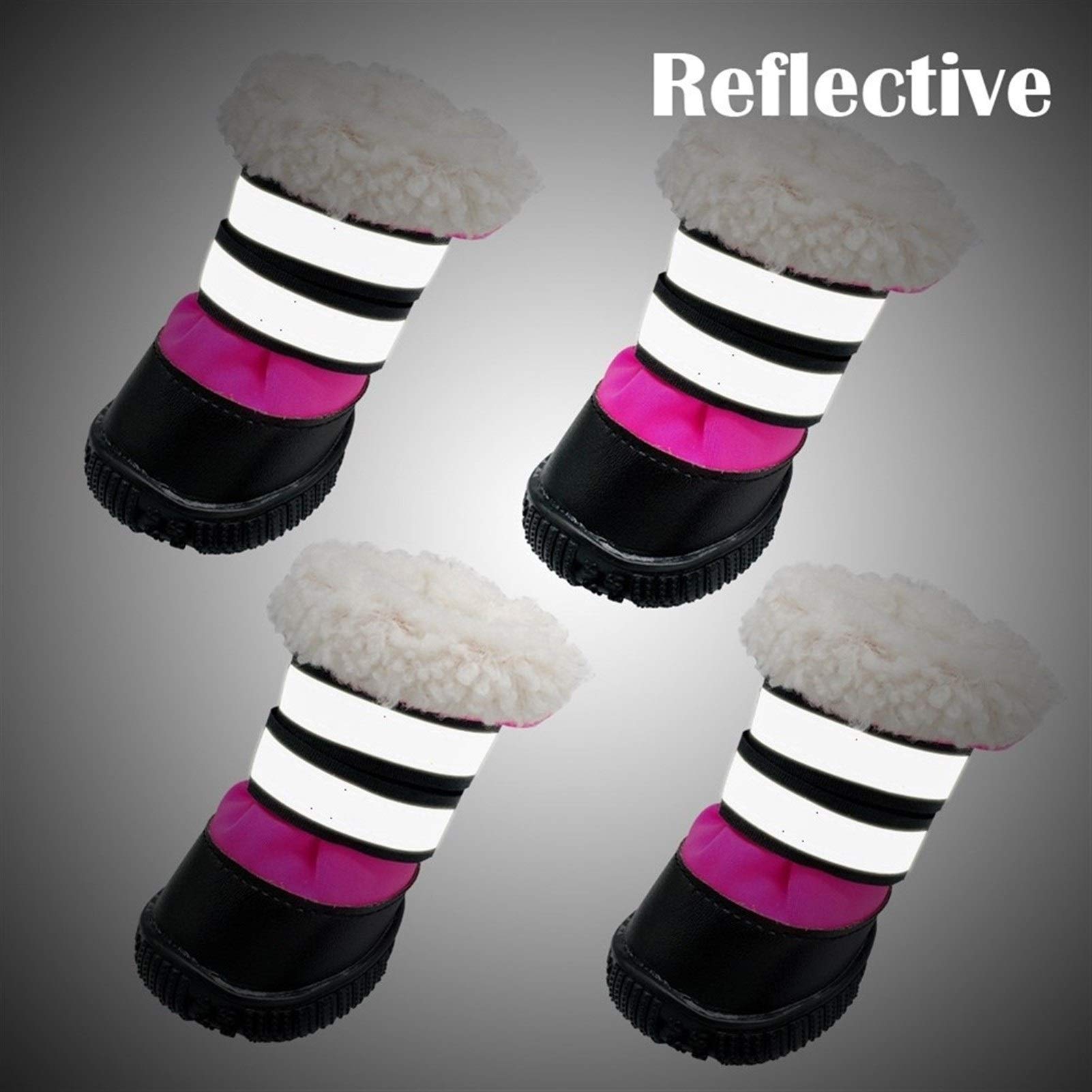 Dog Scarpe Invernali Dog Boots Cotone Nessuno Slittamento Scarpe Dog Pioggia Caduta di Neve Riflettente Pet Calzature Rosa Blu Wear (Color : Pink, Size : 3)