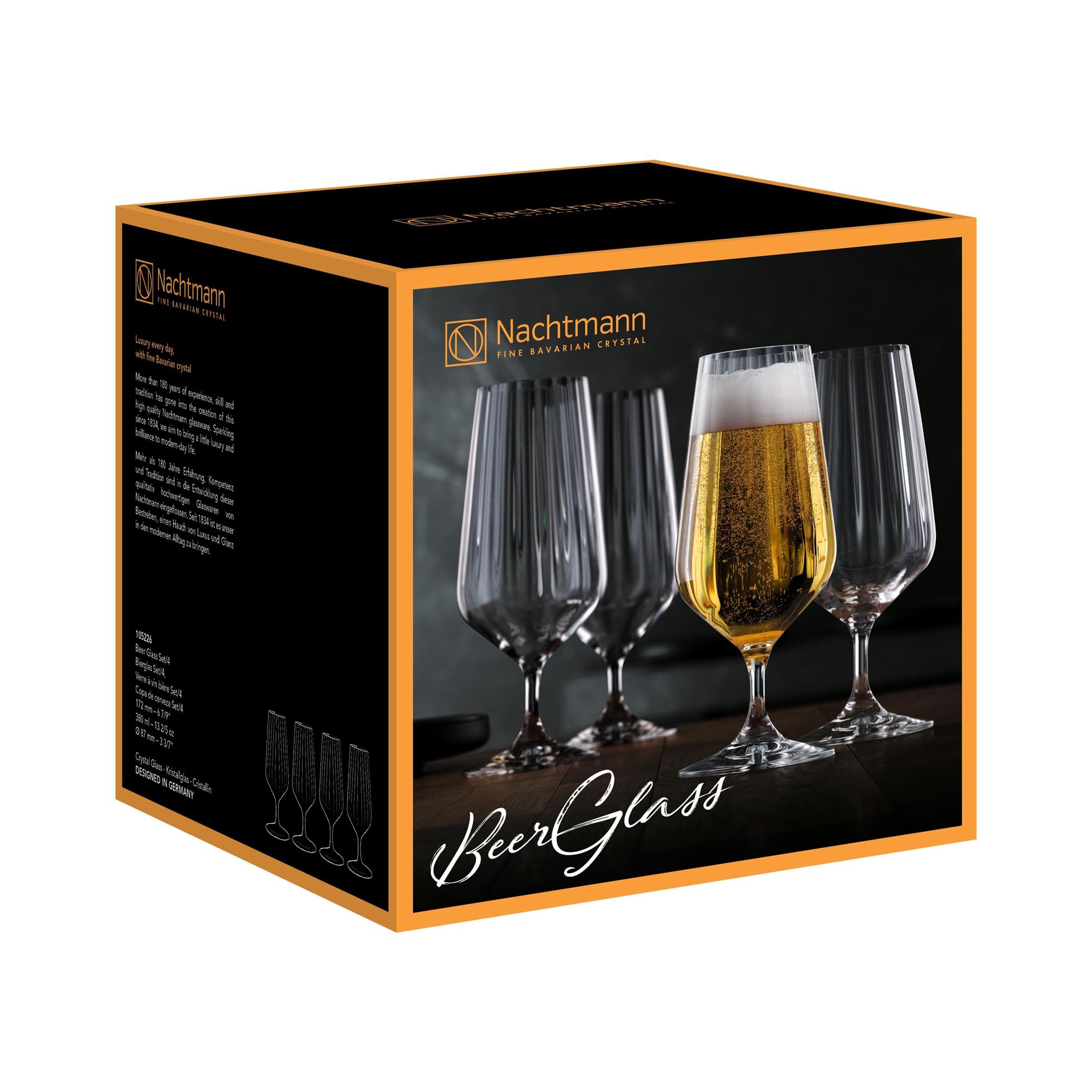 Nachtmann Verre à bière, set de 4 verres Celebration, tulipes de bière, verre cristallin, transparent, 380 ml, 105226