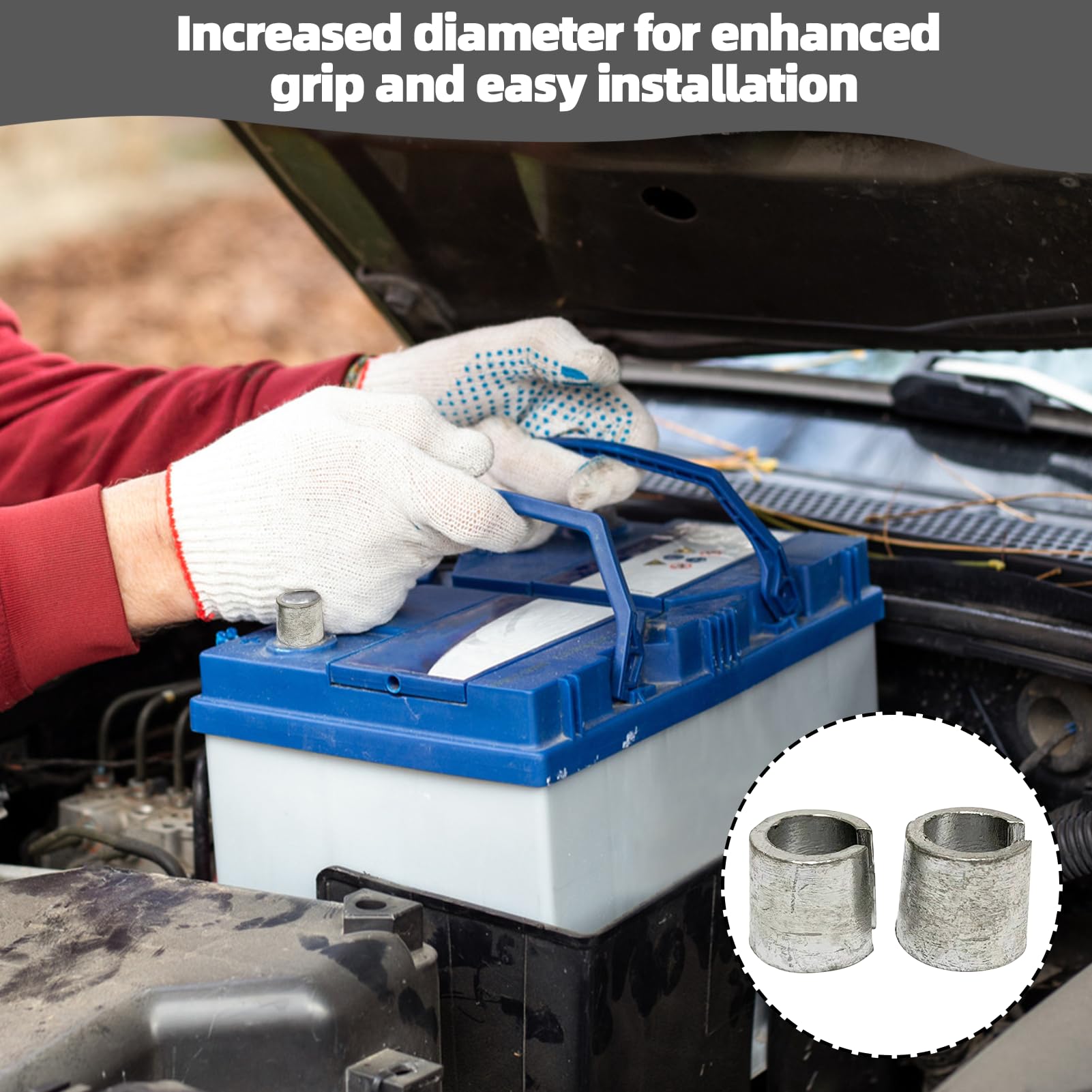 8 adattatori per poli della batteria, convertitori per batterie auto, argento, per elettrodi positivi o negativi