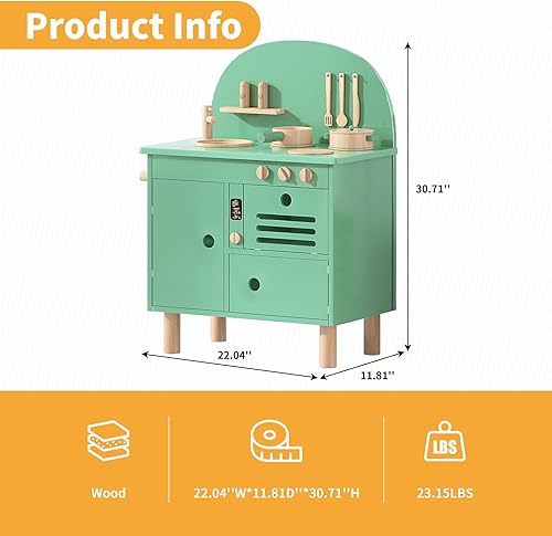 Miniatura 6 de cuoote Play Kitchen Set for Kids Toddlers, Toddler Kitchen Set, Wooden Mini Pretend Kitchen playset for Boys Girls, Toy Kitchen Gift for Girls &amp;