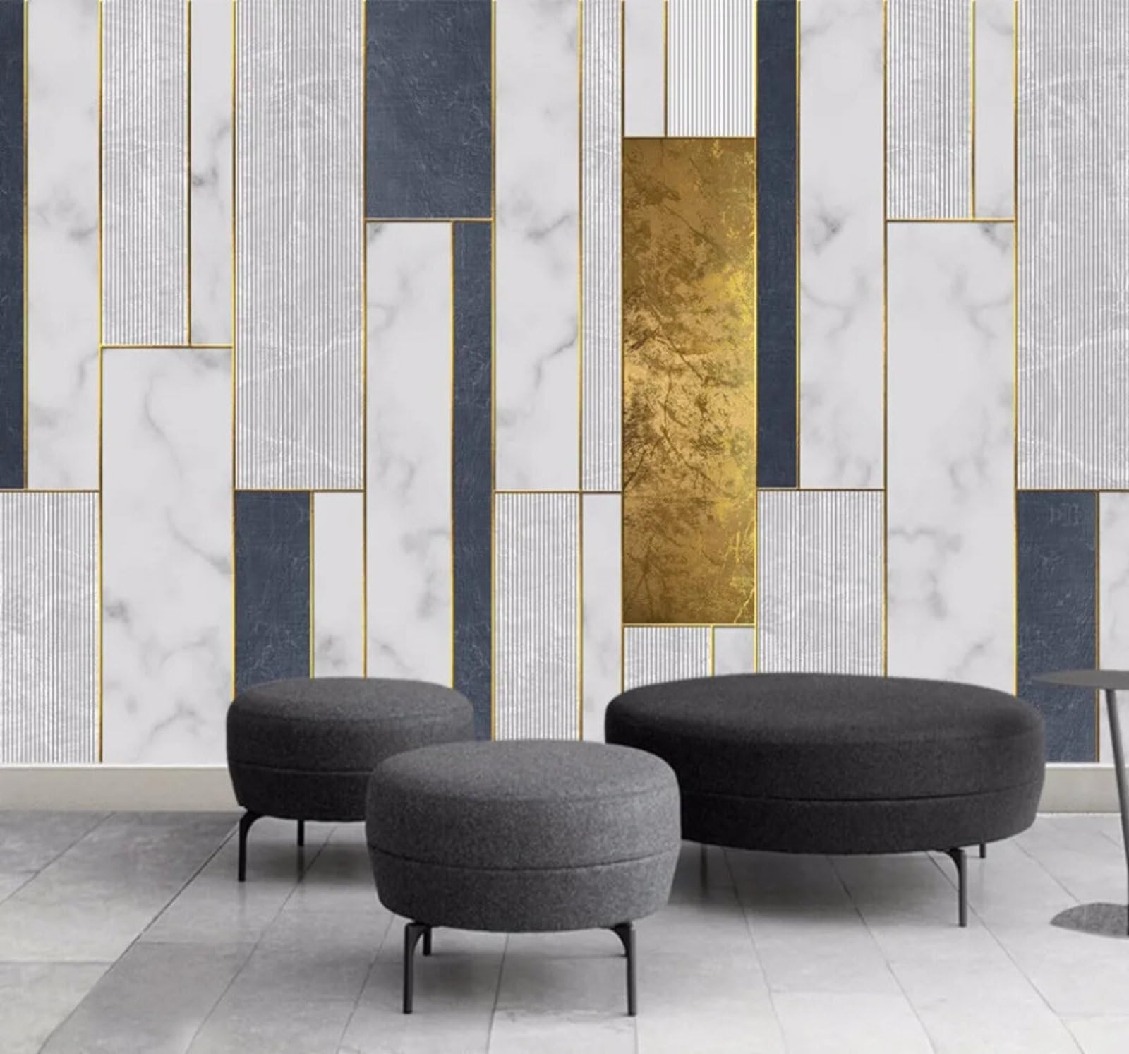 Wallpaper-3D-Xlm 250Cm×170Cm(B×H) Abstract Multicoloured Geometric Gold Thread Marble Effect 3D Wallpaper Easy Install Feature Office Living Room Sofa Bedroom Tv Background Wall Decoration-250Cm×170Cm
