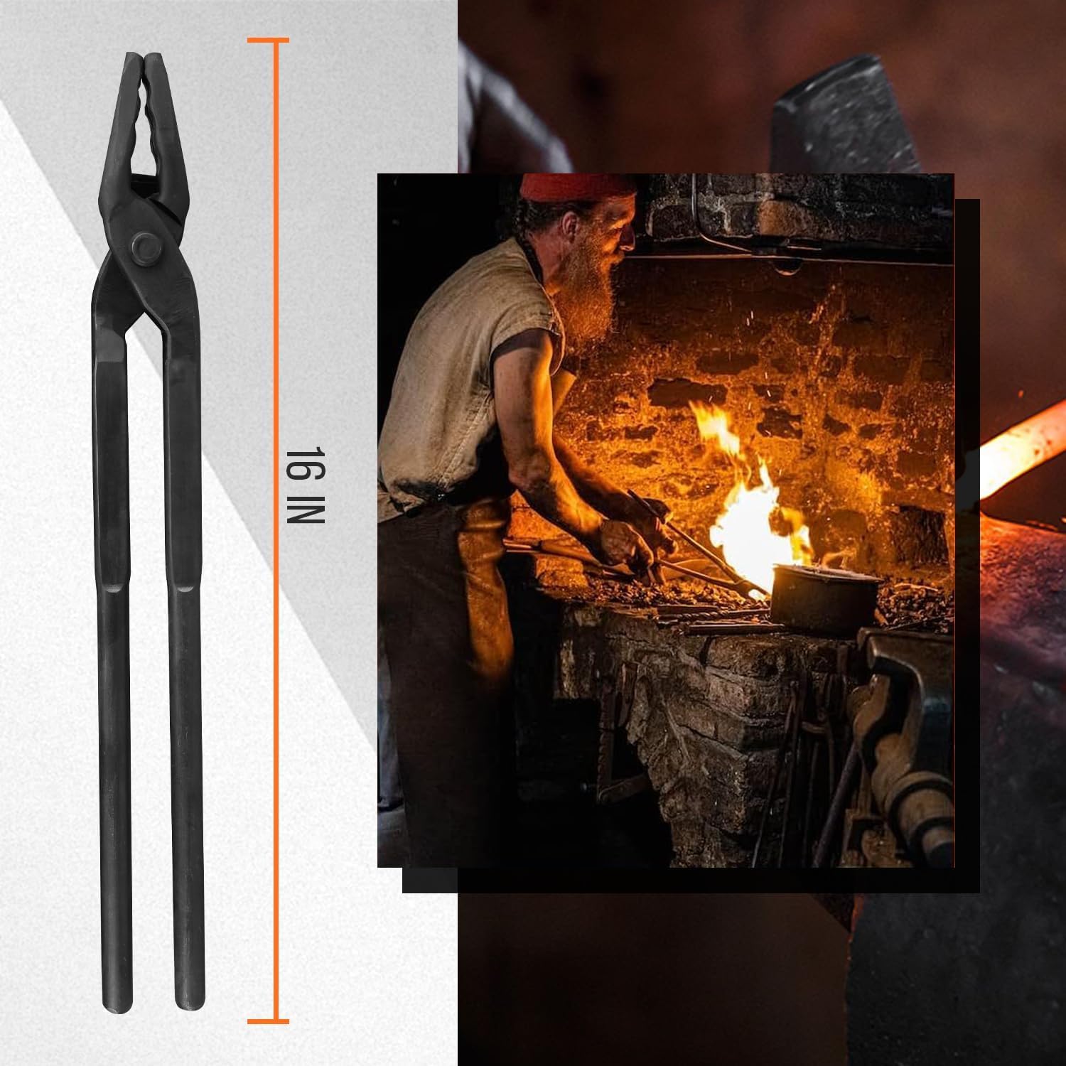 Forgeron Loup Pince à mâchoire Ustensiles de forge essentiels pour débutants et professionnels (40,6 cm, 410 mm)