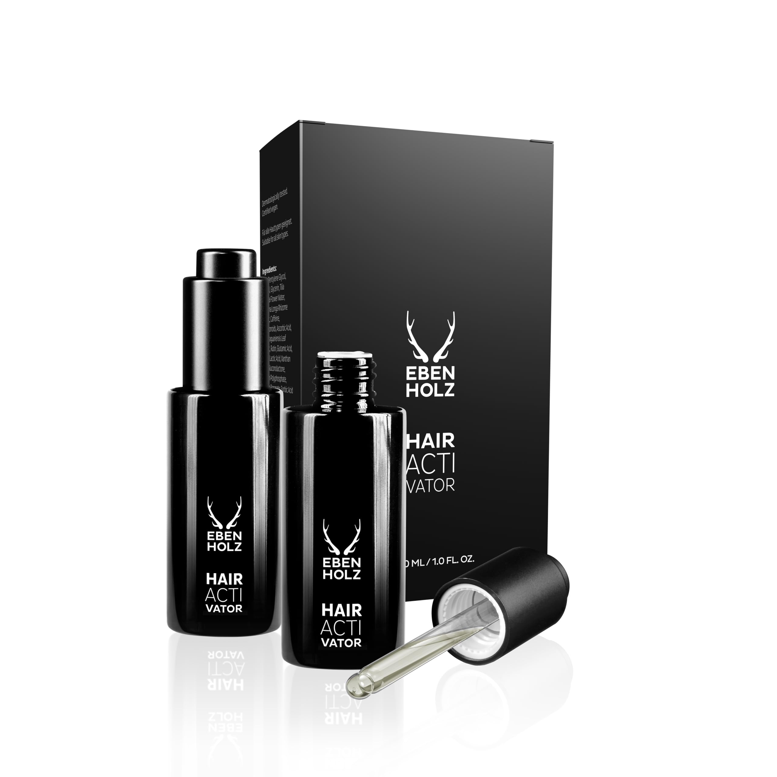EBENHOLZ skincare Hair Activator Haarserum für Männer, 2 × 30 ml | Konzentriert Twinpack, Gegen Haarausfall, Mit pflanzlichen Stammzellen, Stärkt Haarwurzeln, Fördert Haardichte