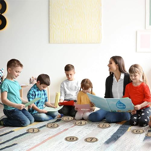 Miniatura 5 de 40 piezas laminadas industriales de números de estudiante recortes, recortes circulares de grano de madera, recortes de tablón de anuncios con 40