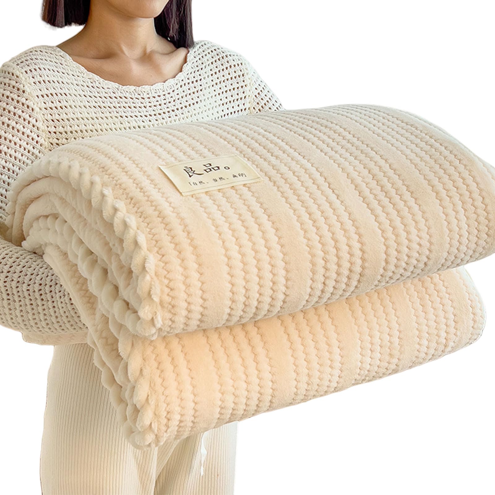 Tsophreniq Plushes Milk Velvets Throw Blanket with Jacquards Flannel Fluffys Blanket for Lounging, 120x200cm 150x200cm Jacquards
