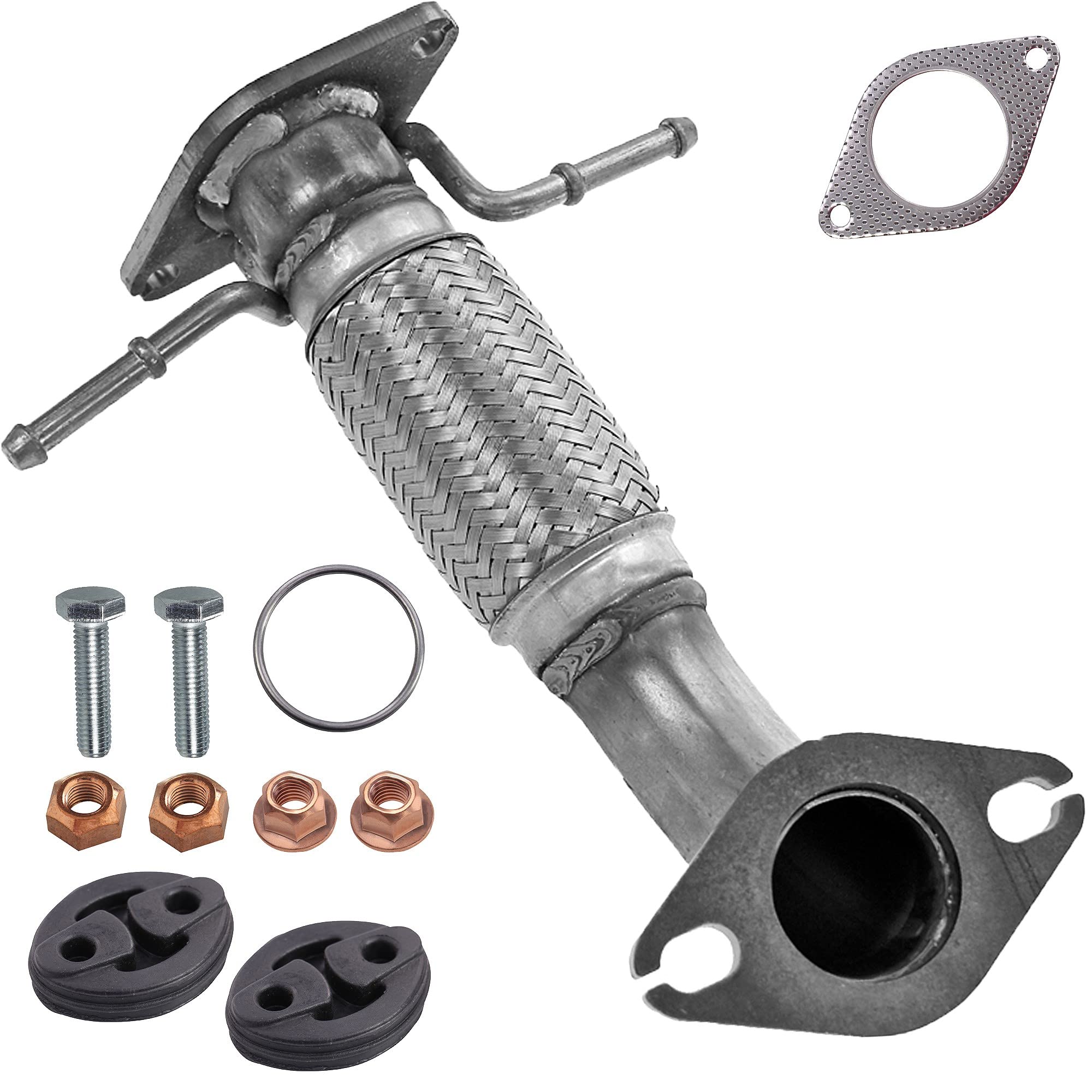 BESTPRICE 1x Abgasrohr inkl. Flexrohr Auspuffrohr mit Anbaumaterial KOMPATIBEL MIT - FORD MONDEO Mk3 (B5Y), MONDEO Mk3 Stufenheck (B4Y), MONDEO Mk3 Turnier (BWY)