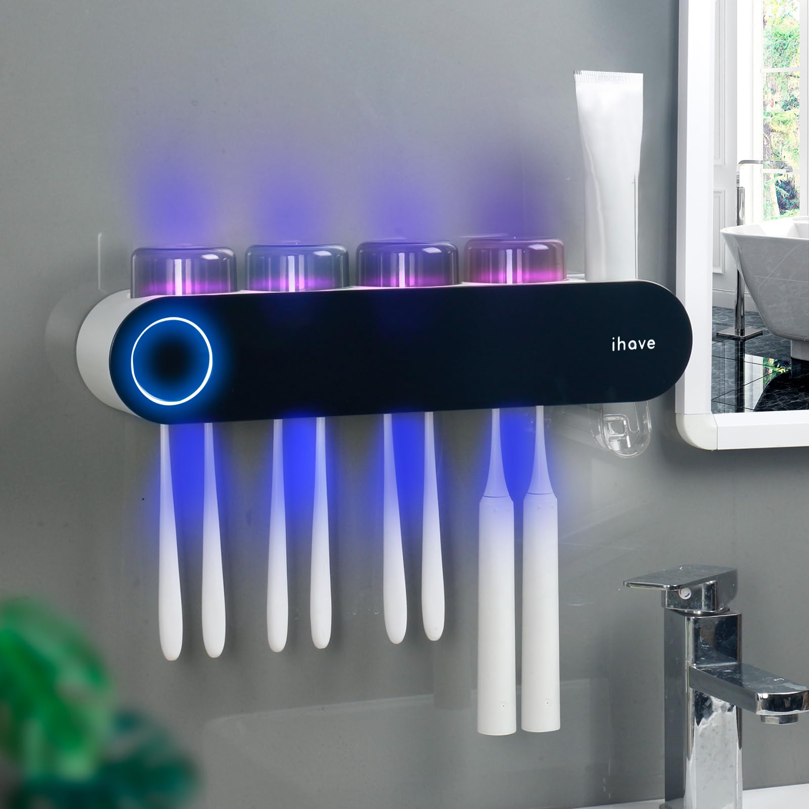 iHave Toothbrush Holder for Bathroom UV Toothbrush Sanitizer and Holder Smart Home Bathroom Accessories
