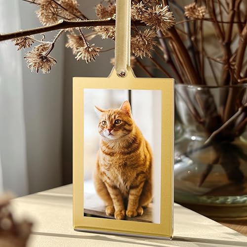 Miniatura 8 de UNIQOOO Juego de 8 adornos de fotos rectangulares de acrílico de Navidad para mostrar imagen, marco de fotos acrílico colgante de 2 x 3 pulgadas,