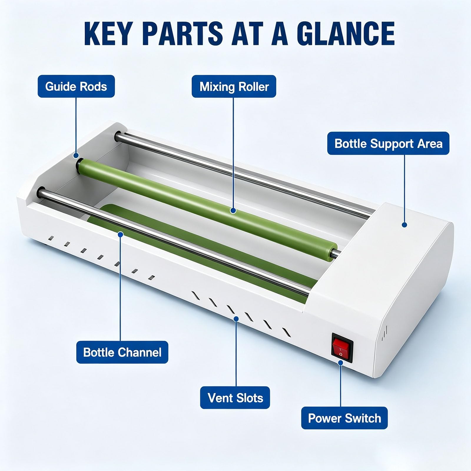 Agitador De Pintura Eléctrico, Máquina De Rodillo Antisedimentación De 6w | Dispositivo Rotador Agitador de Rodillos DTF, Mezclador de Rodillos para Tinta Blanca y Botellas de Reactivos(220V)