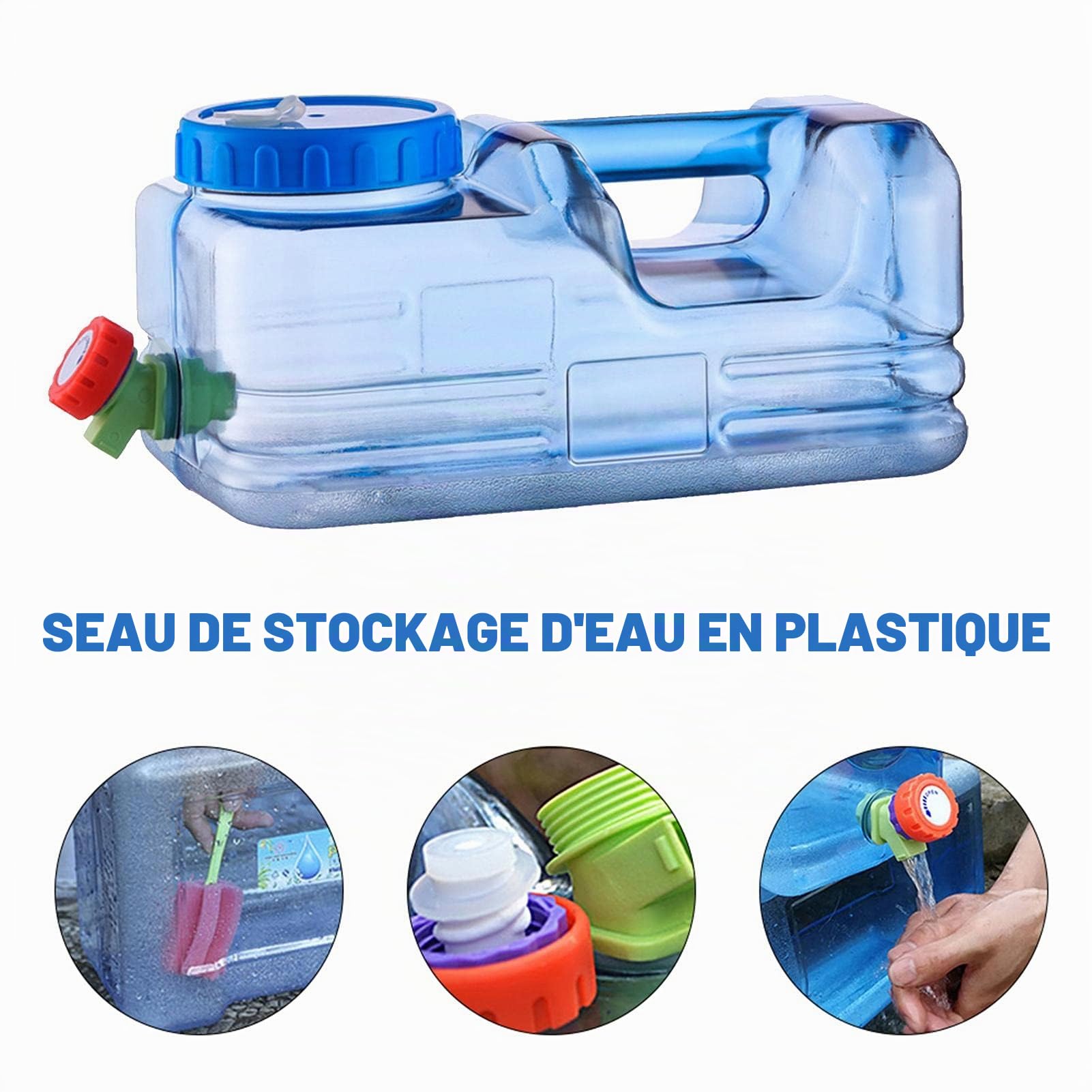 Luckxing 5L-25L Reservoir Eau Camping Car, Jerrican Alimentaire avec Robinet, Bidon d'eau avec Poignée, sans BPA, Réservoirs deau Potable pour Camping Voiture Urgence