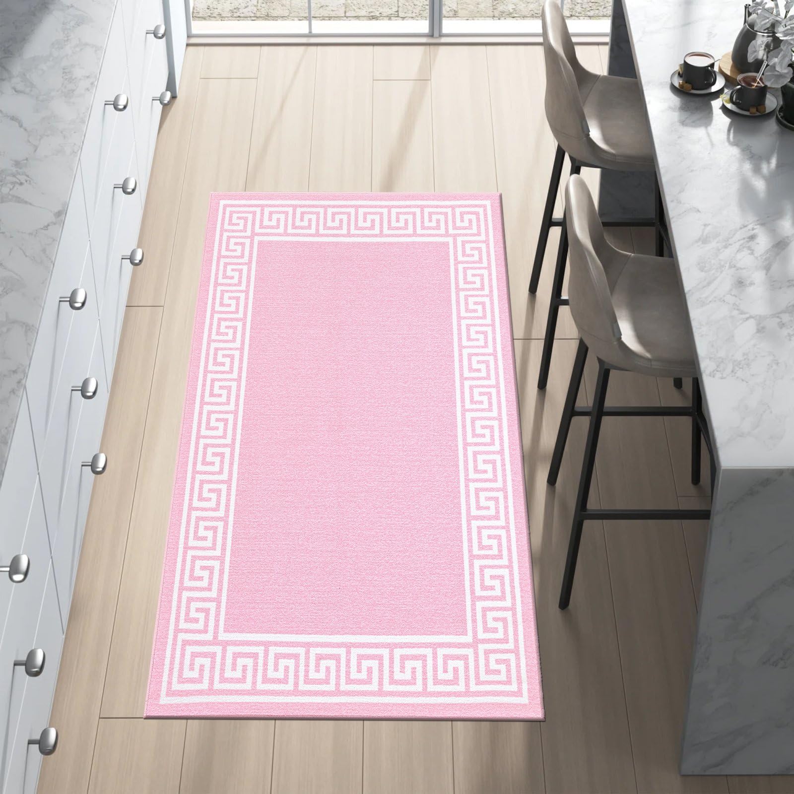 renoazul® Carpet Runners for Hallways Non-Slip Long & Wide Heavy-Duty Plain | 80 x 300 cm Super Absorbent Indoor Stair Carpet and Kitchen Anti-slip Floor Mats - Greeky Rug - Grey & Black — view 90
