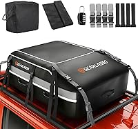 GEARLASSO 21 Cu Ft Waterproof Roof Cargo Bag for SUVs Vans Cars - 840D PVC, Universal Fit w/ Anti-Slip Mat, Lock, Hooks & Straps