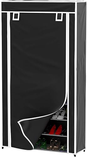 Miniatura 7 de Lavish Home Zapatero de 9 niveles con cubierta para polvo y marco de metal, organizador vertical independiente de almacenamiento de calzado (negro)