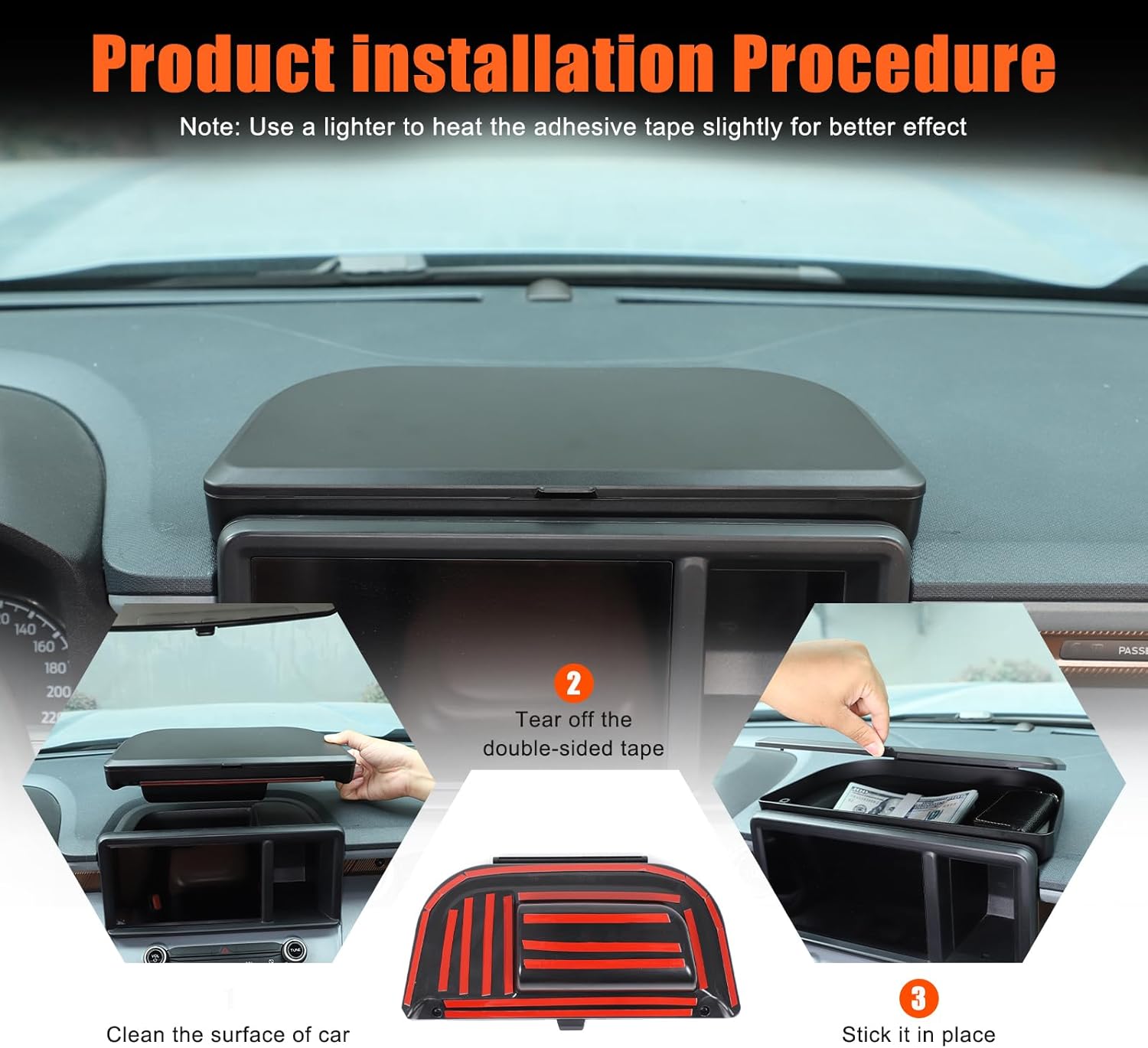 enter CoCar Dashboard Storage Box Organizer Holder Tray Compatible with Ford Maverick 2022 2023 2024 2025,Center Console Navigation Screen Rear Storage Box Accessories With covernsoles