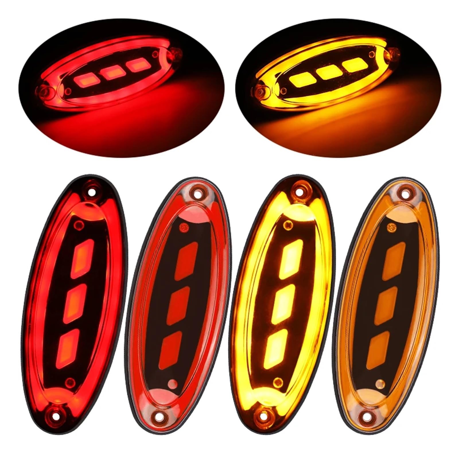 Luces Traseras Para camión coche 12V-24V luz universal LED luces indicadoras de posición lateral lámpara de liquidación trasera delantera 4 Uds Automotive Piloto Trasero ( Color : 2x Red and 2x yellow