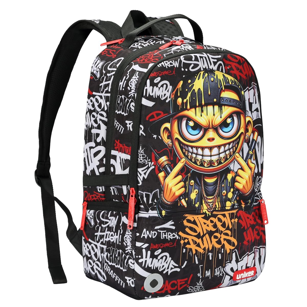 UNIKER Travel Laptop Backpack,Graffiti Backpack for Work,Designer Laptop Backpack for 15.6 Inch,Water Resistant Bag (Smile)