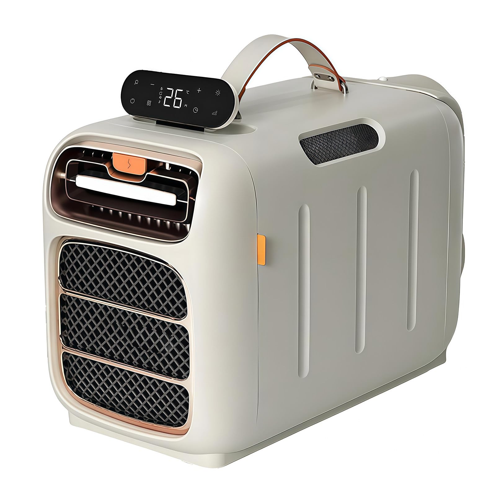 SHUMIAO Portable Camping Air Conditioner, 5200 BTU Cooling & Heating 1500W All-in-One Unit with Built-in Bluetooth Speaker, Ultra-Quiet Night Mode, Smart Dehumidifier & Carry Handle