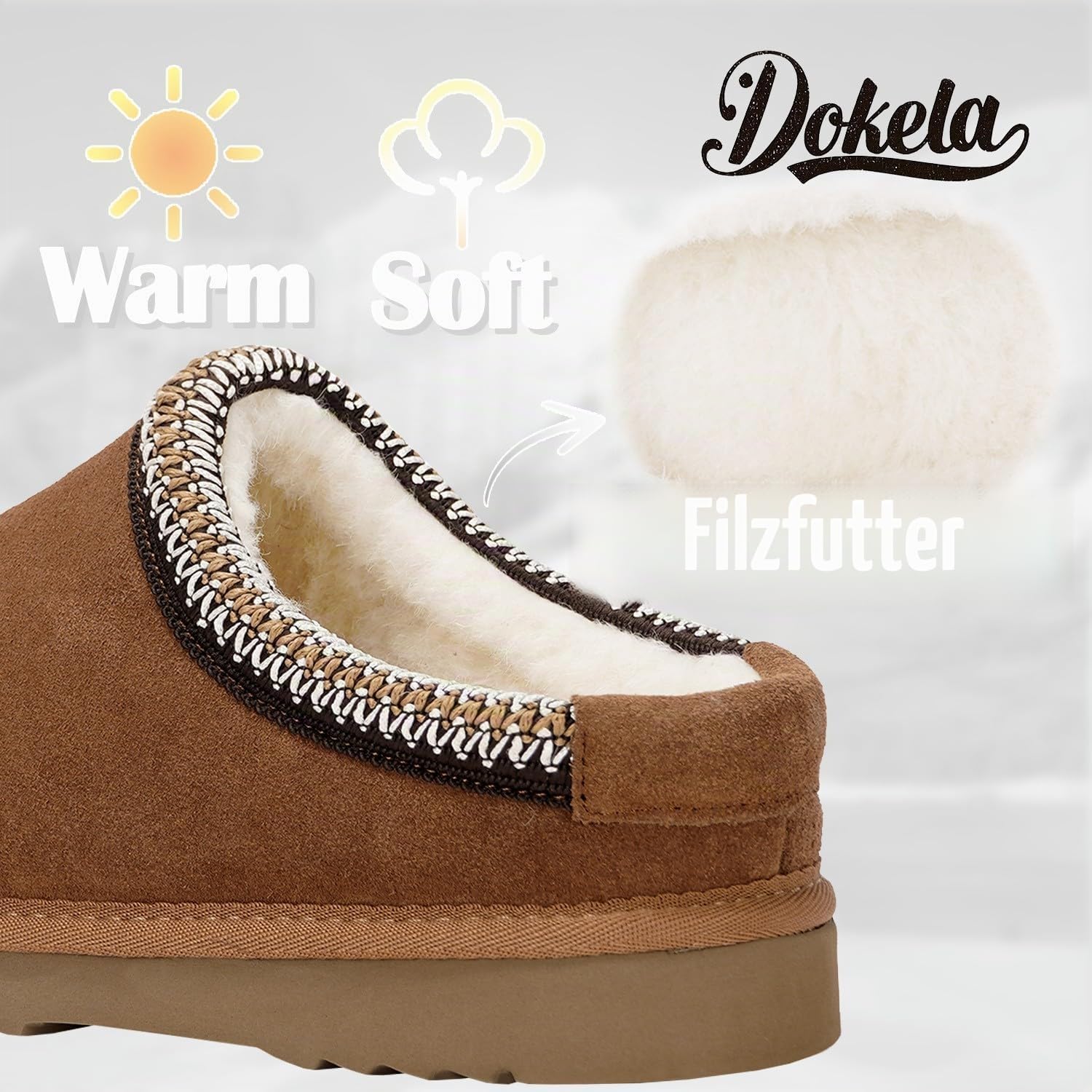 Dokela Hausschuhe Damen Winter Herren Pantoffeln Warm Gefüttert | Lined Clogs,Mini Stiefel,Rutschfeste,Weichem Futter,Leicht Slipper,für drinnen und draußen