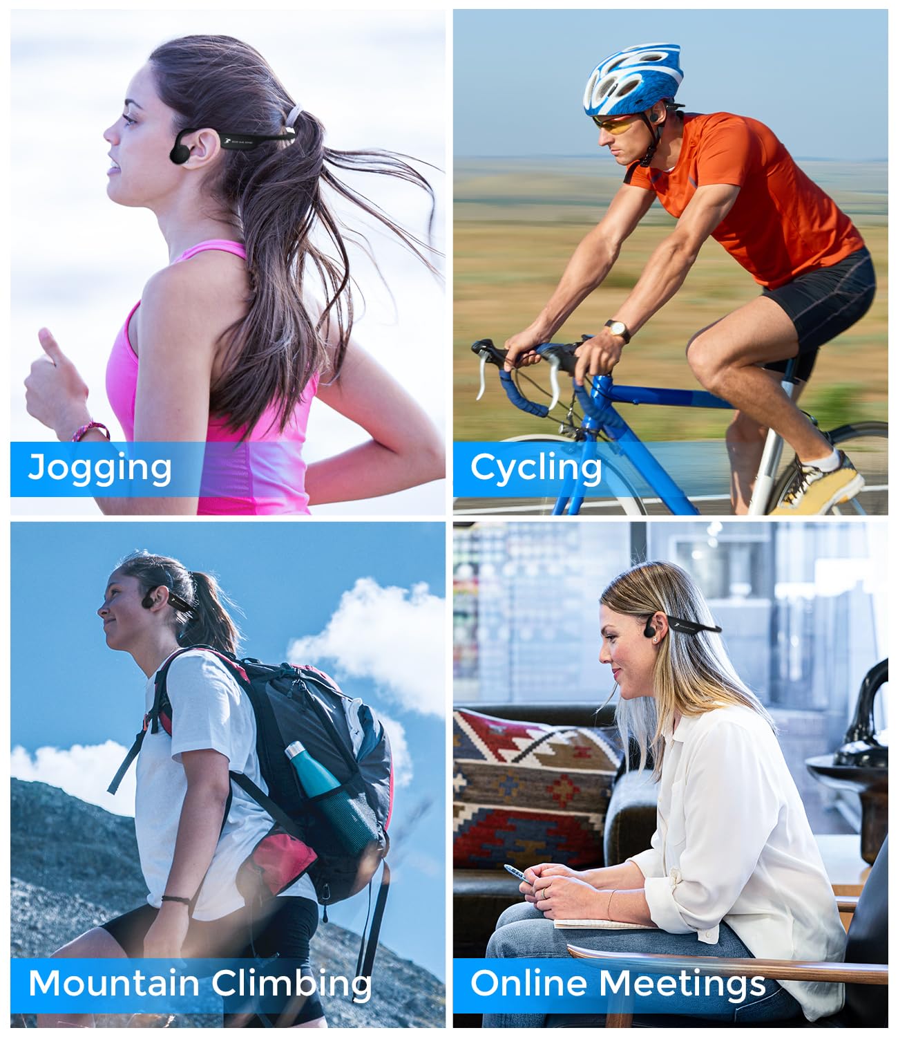 Słuchawki do kości, Bluetooth 5.2 Wireless Bone Conduction, wodoodporne słuchawki sportowe, IP67, z mikrofonem, do biegania, jazdy na rowerze
