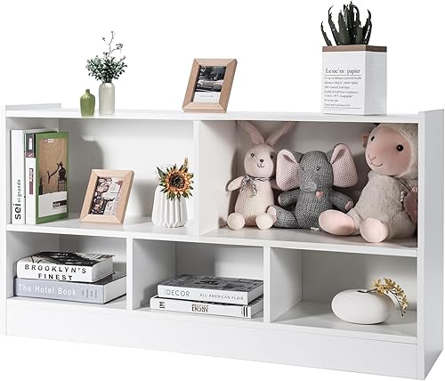 Estantería en forma de cubo, gabinete de almacenamiento abierto de 2 niveles y 5 cubos, estantería horizontal para organizar libros de juguetes,