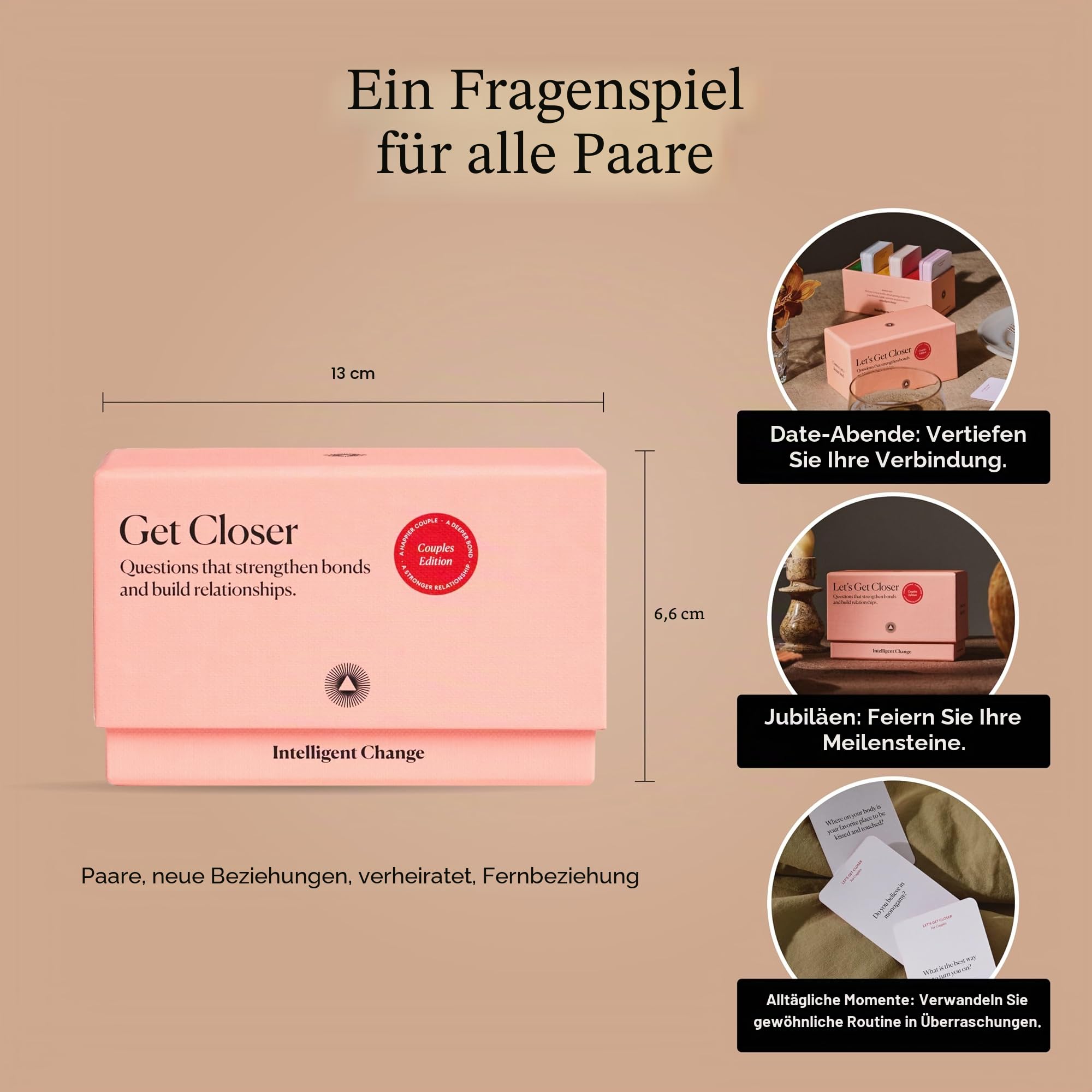 Intelligent Change Let's Get Closer: Couple's Edition (100 Prompt Cards) - Frage- und Antwortkartenspiel für Erwachsene - Gesprächsstarter zur Stärkung der Beziehungen