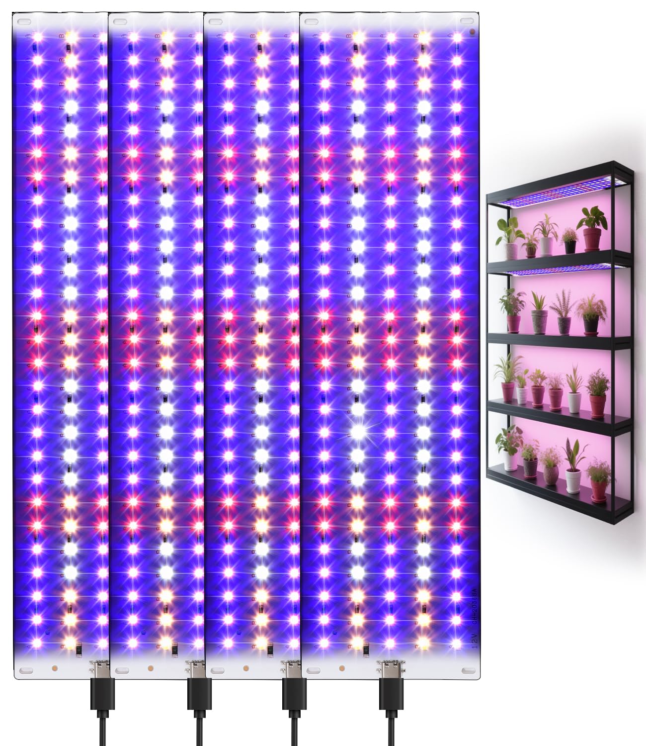 PERMUST Lámpara de Planta, Lámpara de Cultivo,Lámpara de Planta de Espectro Completo,con 540 Leds,Luz para Plantas de 10 Niveles Regulable,Grow Light para Plantas de Interior,Verduras,Flores 4 Piezas