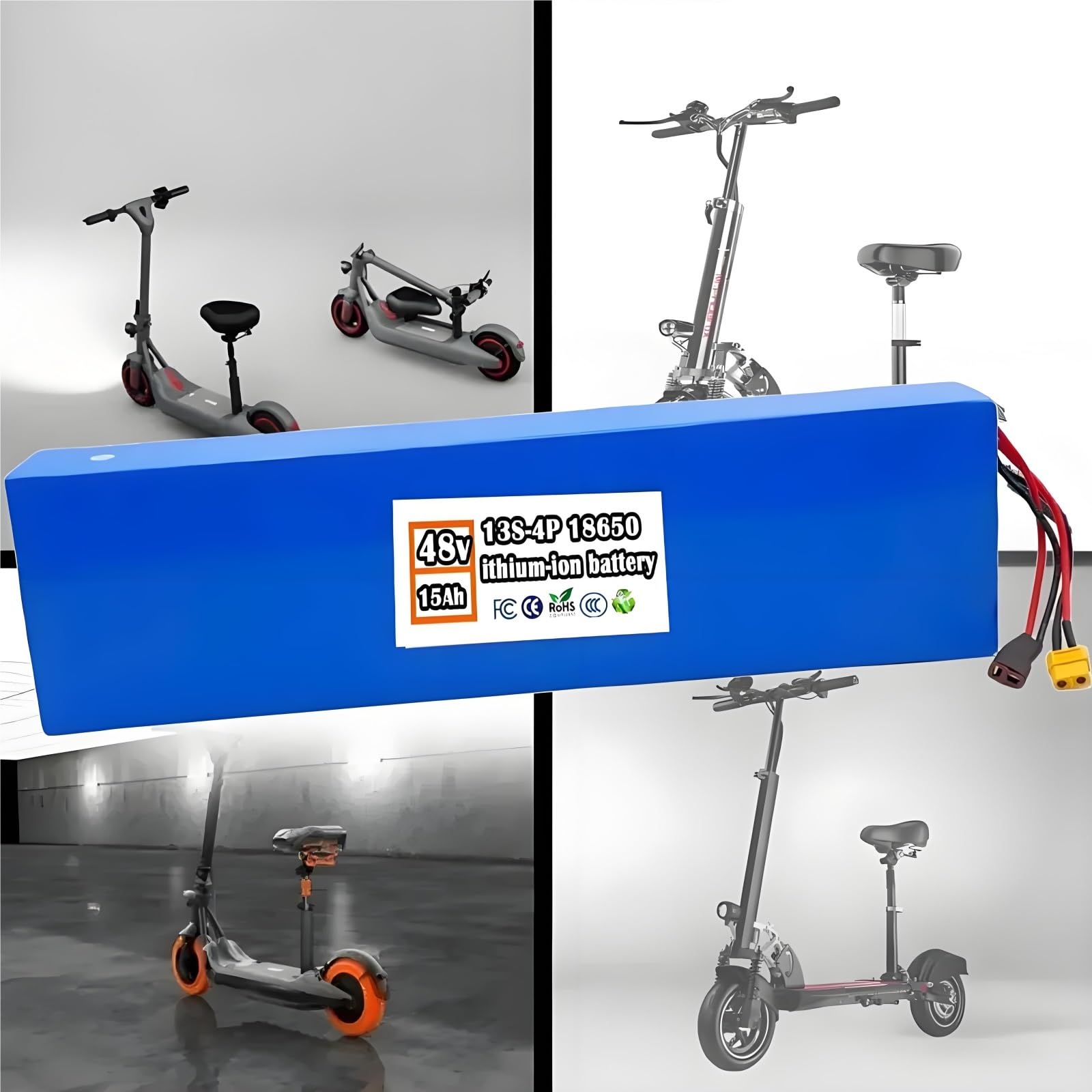 Batteria Litio Ionico 48V 15Ah 13S4P 18650 per Kugoo M4 M4 Pro Max Speed T XT60 Spina 400x110x50mm