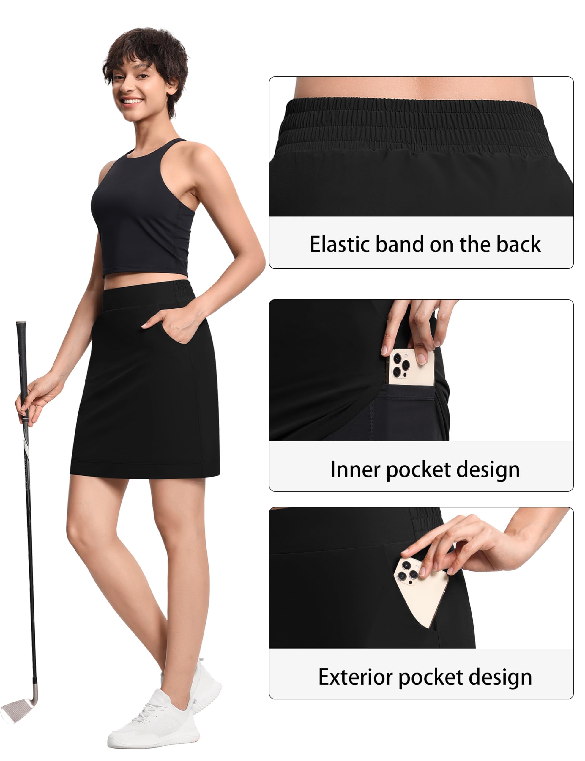 THE GYM PEOPLE Falda pantalón de golf para mujer, de cintura alta, ligera, atlética, casual, pantalones cortos integrados con 4 bolsillos