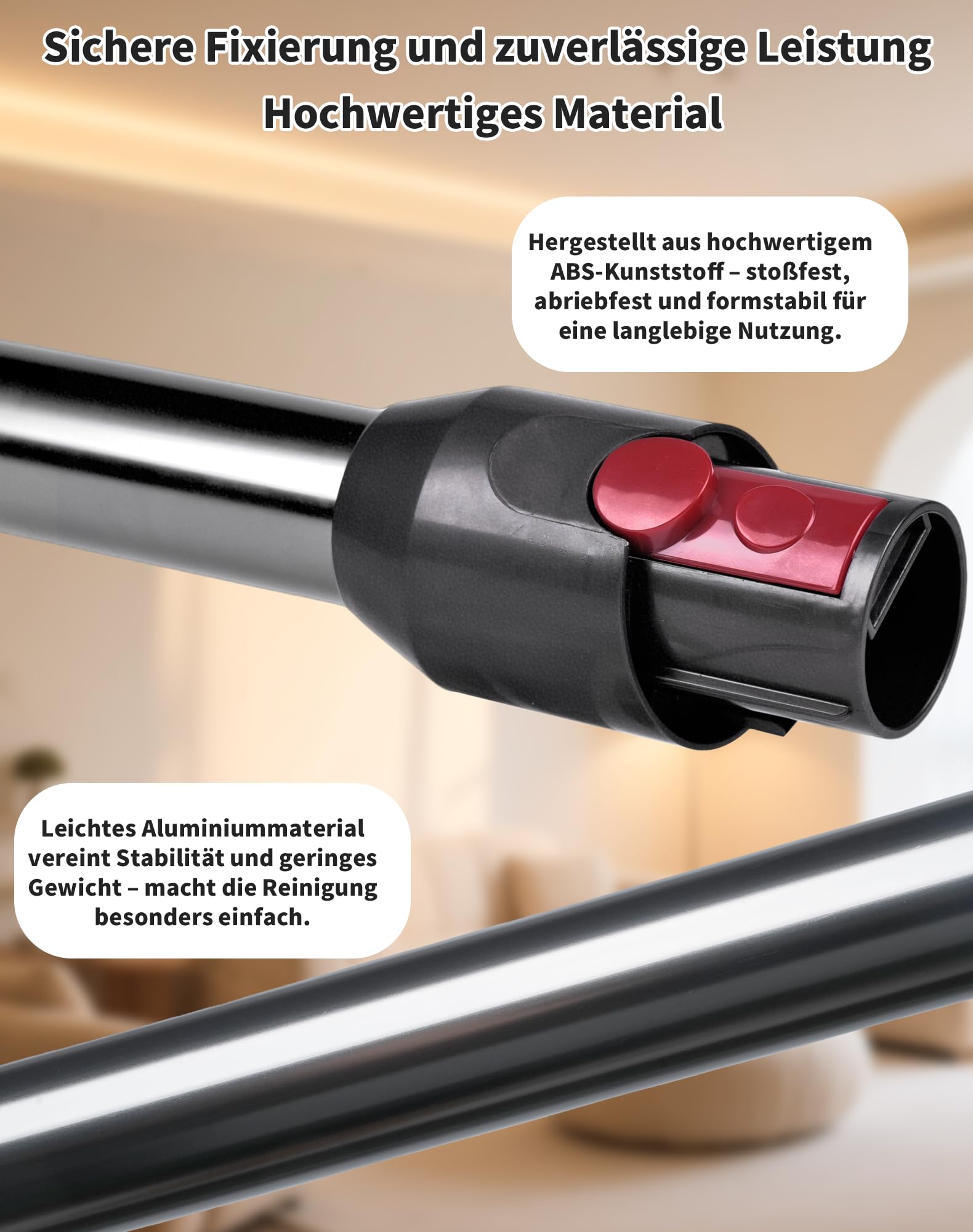Verlängerungsrohr für Dyson V12 Detect Slim / V10 Digital Slim Stabstaubsauger, 74 cm Aluminium Teleskoprohr mit Schnellspanner – Ersatz Saugrohr Zubehör