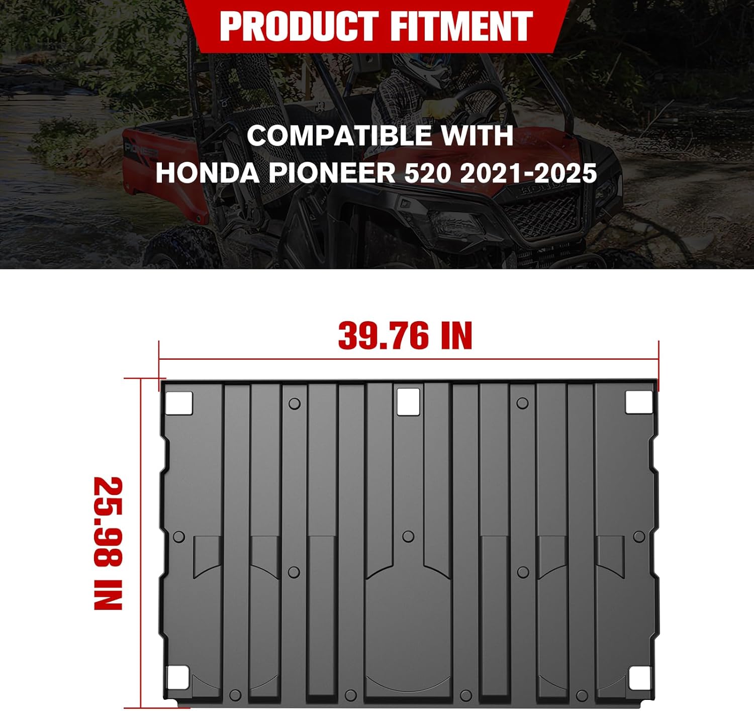Cargo Bed Mat Liners for Honda Pionner 520 2021-2025, TPE Rear Full Bed Floor Mat All Weather Protection Slush Liner, Non-Slip, Waterproof for Honda Pioneer 520 Accessories - Image 8