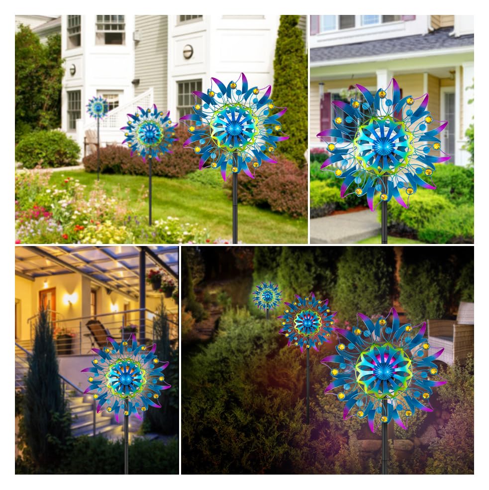 Molinillo de viento solar retro con cambio de color automático