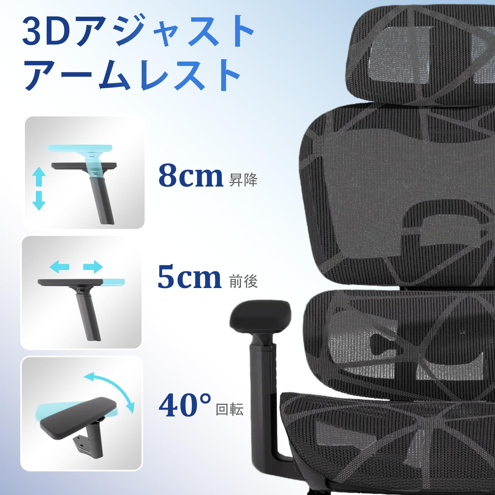 Amazon.co.jp: GIGIGET オフィスチェア メッシュ 人間工学 椅子 デスク
