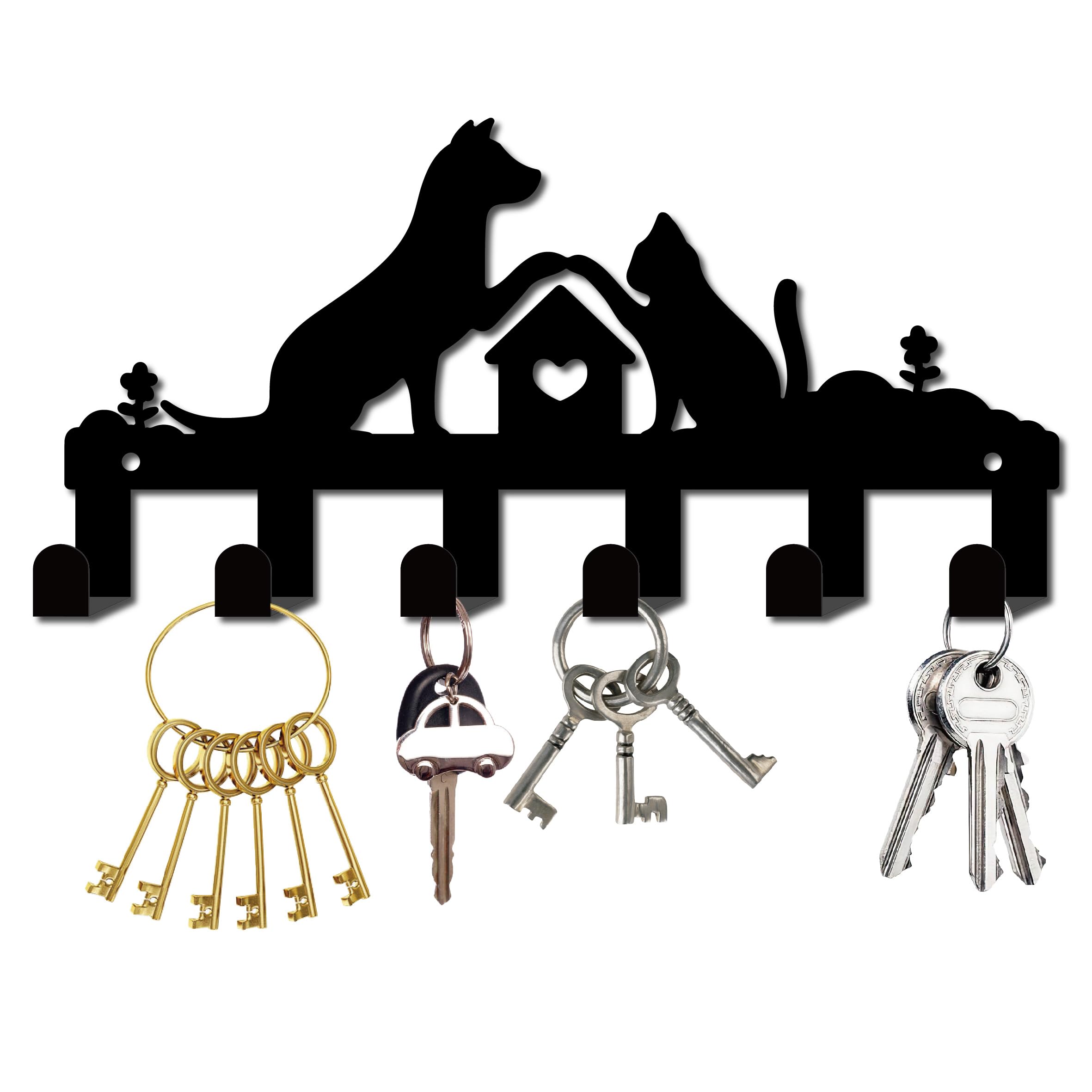 Portachiavi Da Parete A Forma Di Leone - 6 Ganci, Nero, 30x18cm, Per Ingresso E Casa - Foto 8