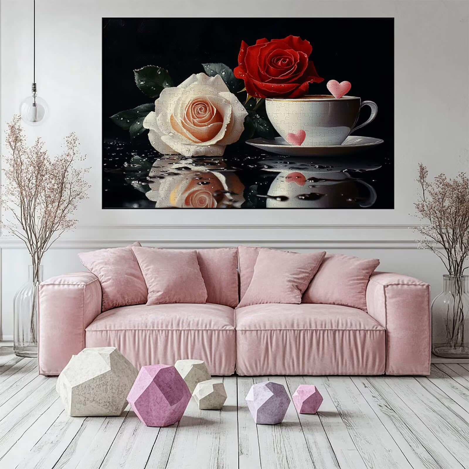 Puzzle 3000 elementów różowe puzzle dla dorosłych kubek 122 x 81 cm Unikalne rzemiosło Klasyczne drewniane układanka 3D do rodzinnych gier aktywnych, układanka do samodzielnego wykonania nawet do