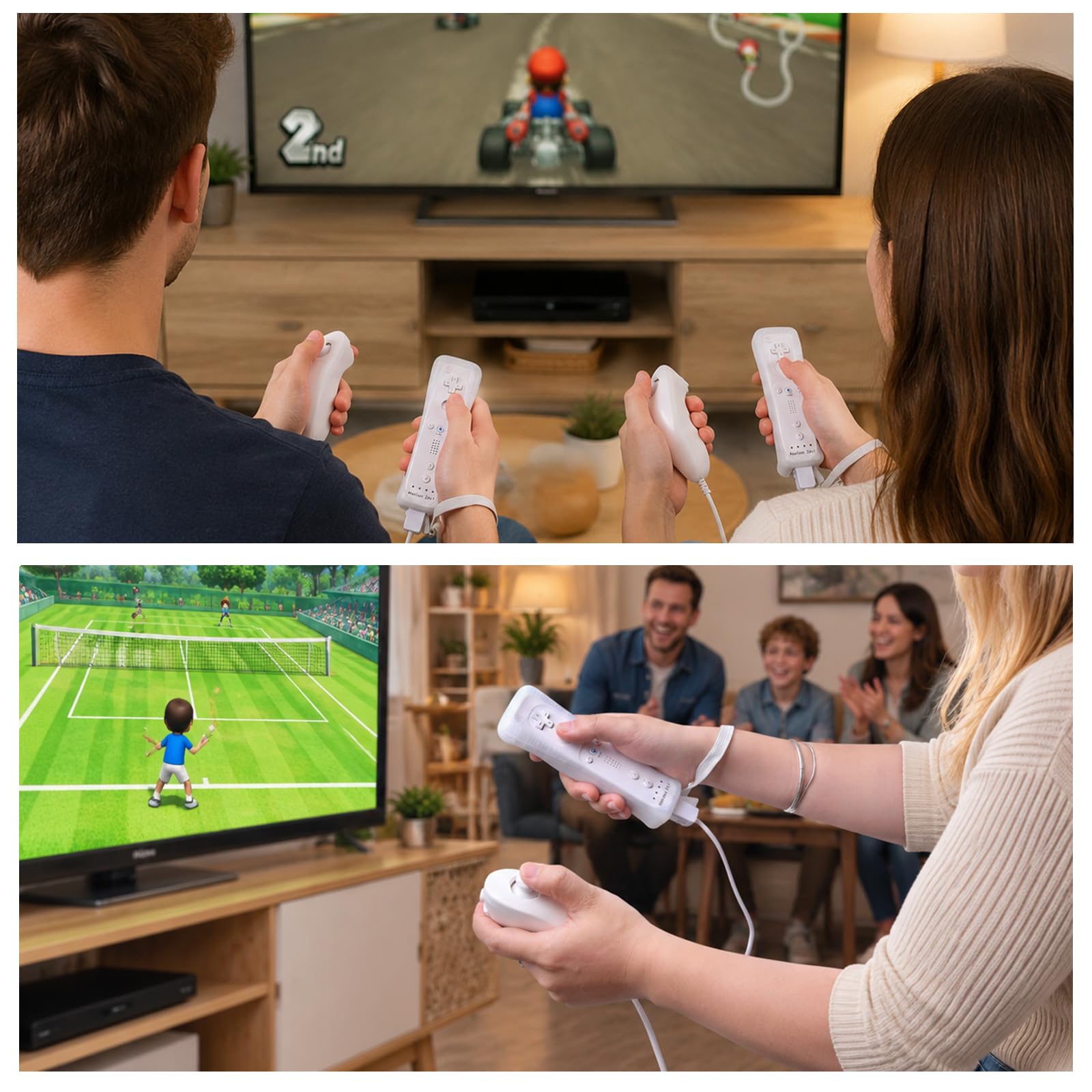 TechKen drahtlose Fernbedienung und Nunchuck,Spiel-Joysticks mit integriertem Motion Plus-Controller für Wii & Wii U 2 Weiß