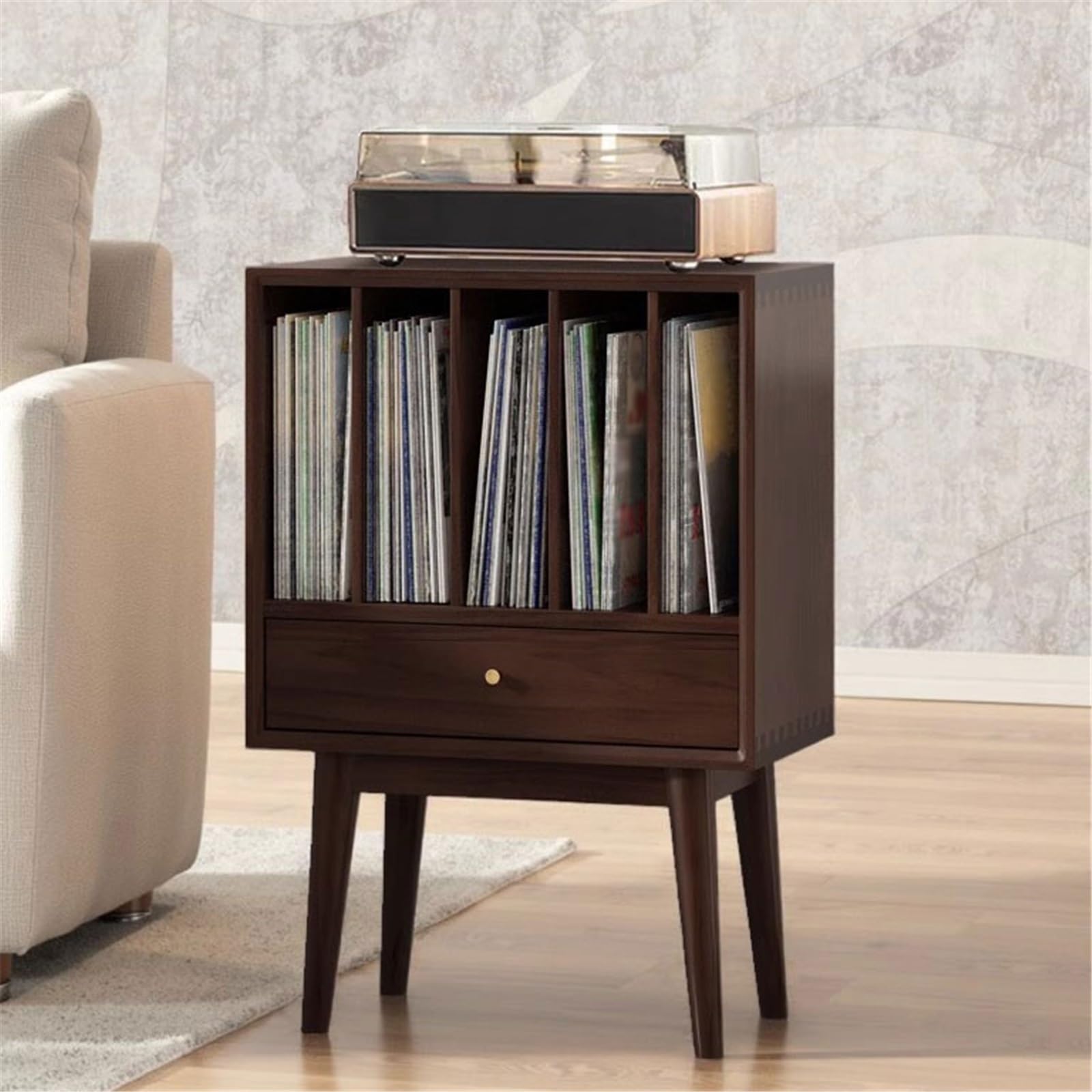 Ufficio Mobile for dischi in vinile con cassettiera da soggiorno Scaffale porta dischi