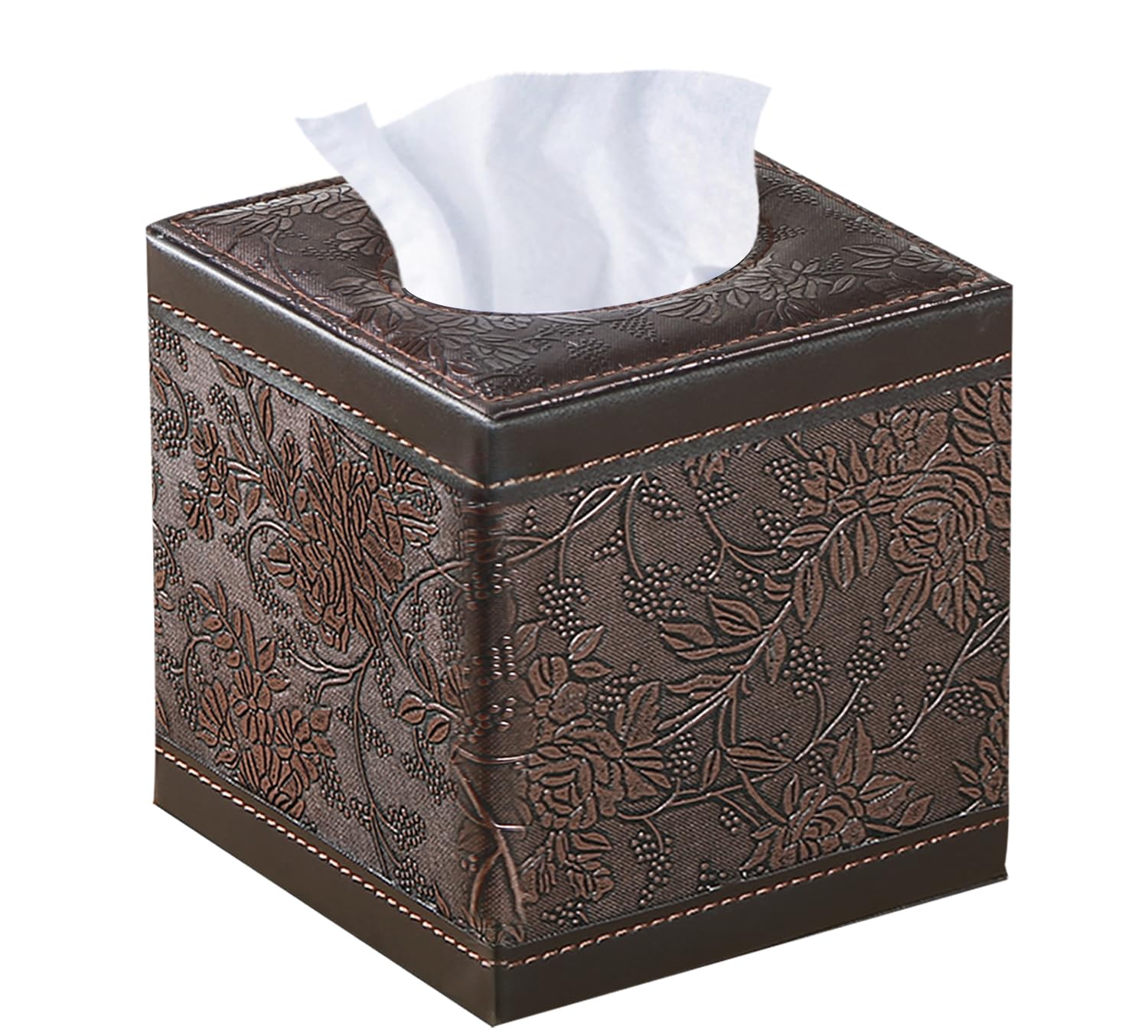 Tissue Box Cover Square,Upgrade 99% Compatible Large Size,Cube Tissue Box Holder for Napkin Facial Paper, Leather Dryer Sheet Dispenser Organizer for Bathroom Vanity Countertop, Night Stand