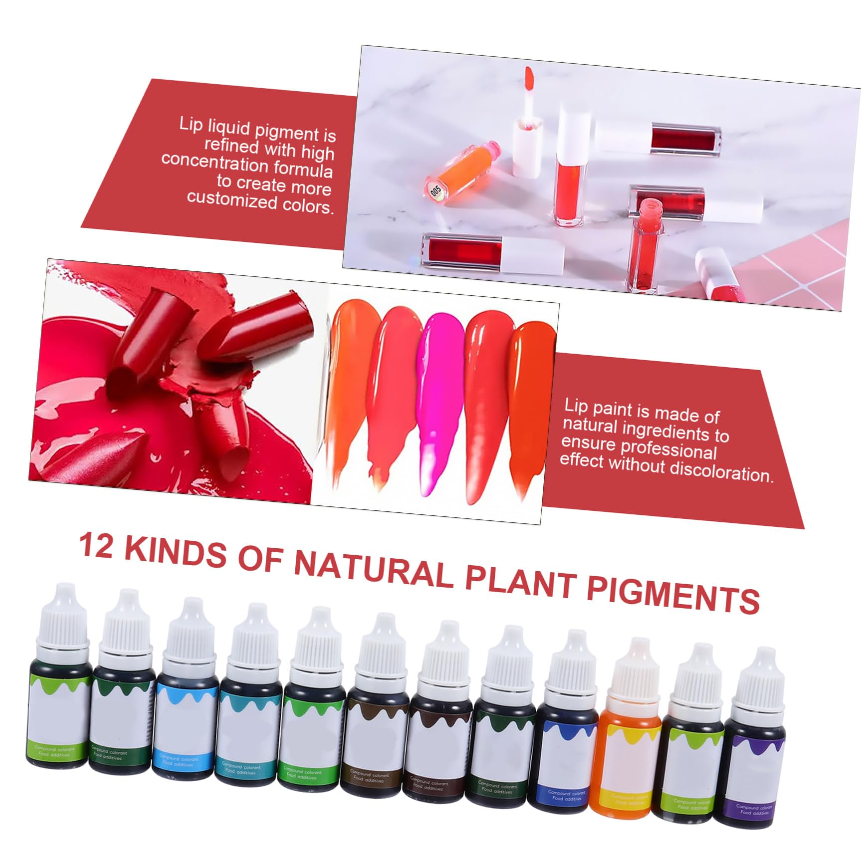 Selbstgemacht Lipgloss Pigment 12 Stück mit Vitamin C, Weiß