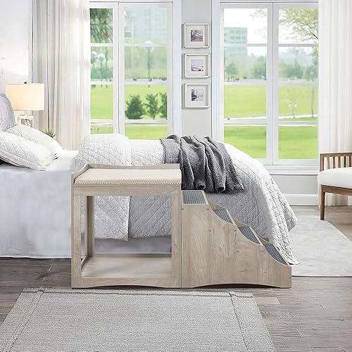 Miniatura 10 de unipaws Litera para mascotas con escalón extraíble para perros y gatos, plataforma de asiento de ventana de varios niveles con cojín y almohadilla