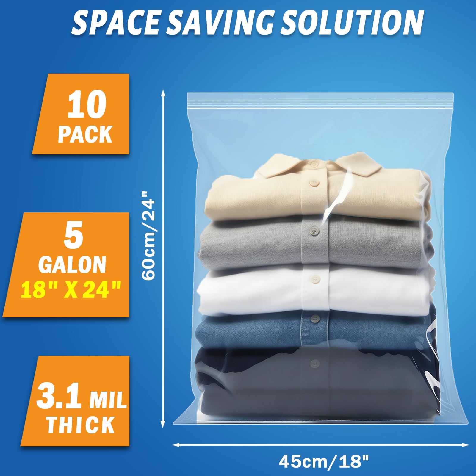 Amazon.com: Extra Large Storage Bags - Zipper Seal, 3.1-mil Thick