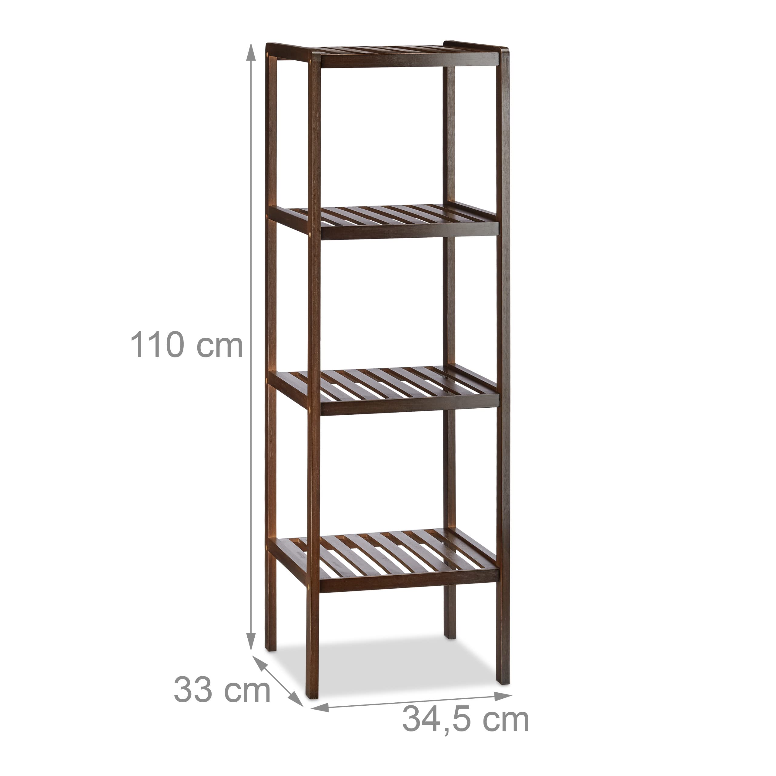 Relaxdays badkamerrek bamboe, 3 etages, staand, keuken rek, handdoeken, houten opbergrek, HBD 80 x 34,5 x 33 cm, bruin