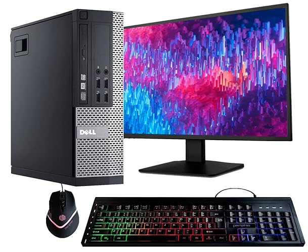 Dell Optiplex 9020 Desktop Computer PC, Intel Quad-Core i5, 500GB HDD Storage, 8GB DDR3 RAM, Windows 10 Pro, DVD, WiFi, 20in Monitor, RGB Productivity Bundle (Renewed)