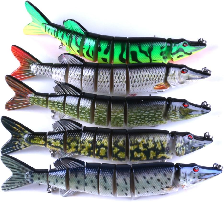 Crank Bait,Wobbler Fish 5PCS 20.5cm/69g Multi Jointed Topwater Life-Like Trout Swimbait with Hooks Carp Pike Bass Fishing Tackle ToolFishing Bass Lures