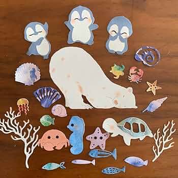 お得　海の生き物　100枚　ペーパークラフト　ダイカット  アルバム素材　色紙 お得 海の生き物 100枚 ペーパークラフト アルバム素材